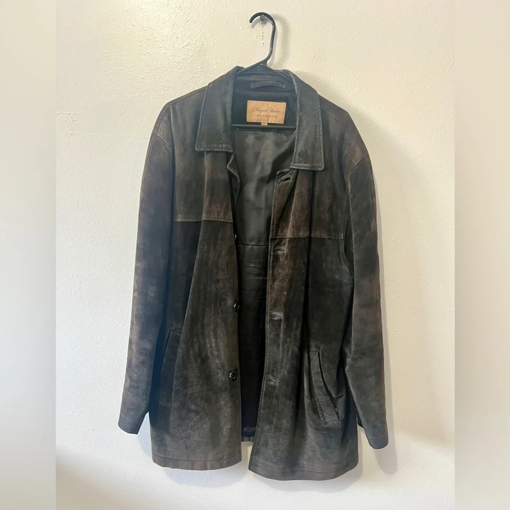 Newport Harbor Men's Vintage Genuine Suede Trench Jacket - XL
